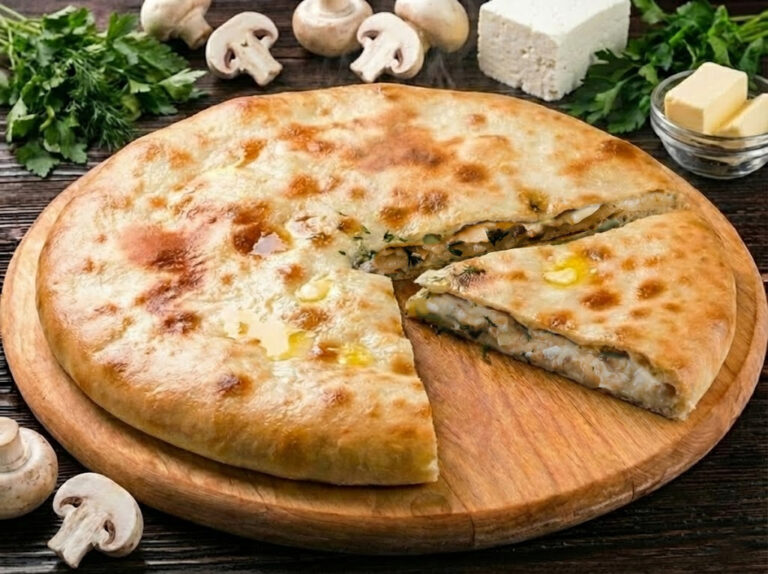 Пирог с грибами и сыром