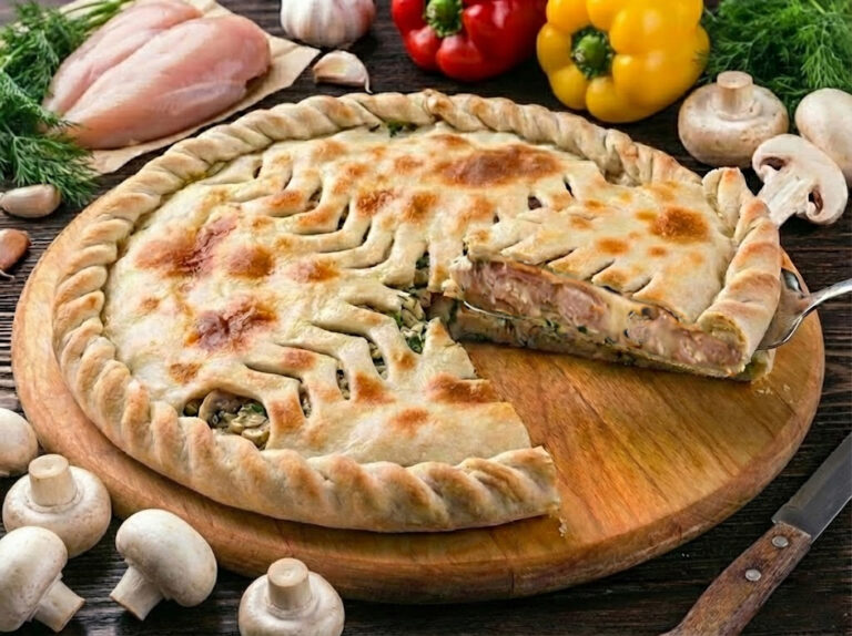 Пирог с курицей и грибами